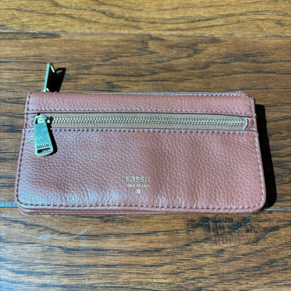Fossil Brown Leather Wallet Minimalist Contemporary - Picture 1 of 8